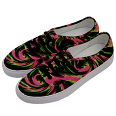 Swirl Black Pink Green Men s Classic Low Top Sneakers by BrightVibesDesign