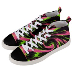 Swirl Black Pink Green Men s Mid-top Canvas Sneakers by BrightVibesDesign