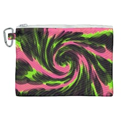 Swirl Black Pink Green Canvas Cosmetic Bag (xl) by BrightVibesDesign