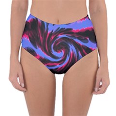 Swirl Black Blue Pink Reversible High-waist Bikini Bottoms by BrightVibesDesign