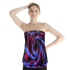 Swirl Black Blue Pink Strapless Top by BrightVibesDesign