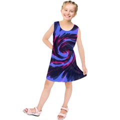 Swirl Black Blue Pink Kids  Tunic Dress by BrightVibesDesign