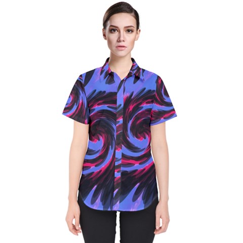 Swirl Black Blue Pink Women s Short Sleeve Shirt by BrightVibesDesign