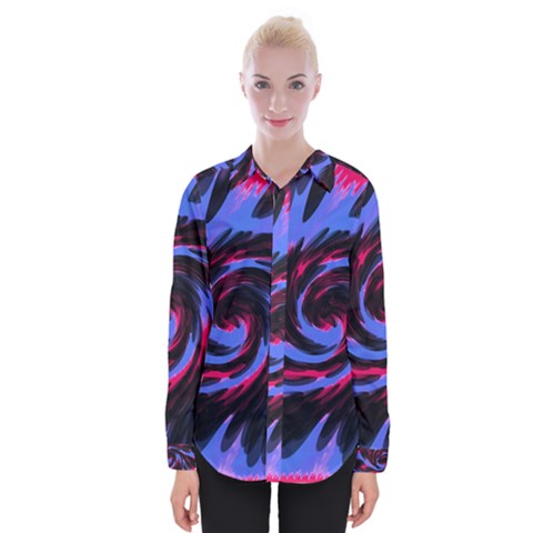 Swirl Black Blue Pink Womens Long Sleeve Shirt by BrightVibesDesign