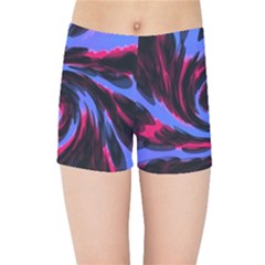 Swirl Black Blue Pink Kids Sports Shorts by BrightVibesDesign