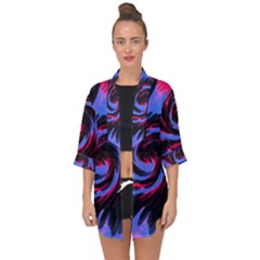 Swirl Black Blue Pink Open Front Chiffon Kimono by BrightVibesDesign