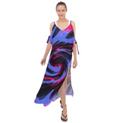 Swirl Black Blue Pink Maxi Chiffon Cover Up Dress