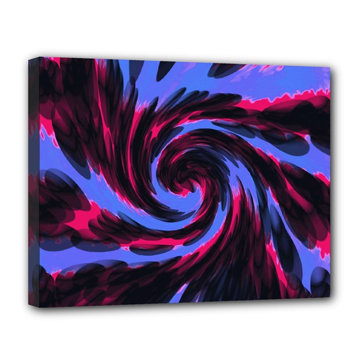 Swirl Black Blue Pink Canvas 14  x 11 