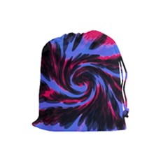 Swirl Black Blue Pink Drawstring Pouches (large)  by BrightVibesDesign