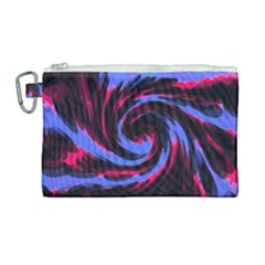 Swirl Black Blue Pink Canvas Cosmetic Bag (large) by BrightVibesDesign