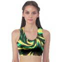 Swirl Black Yellow Green Sports Bra View1