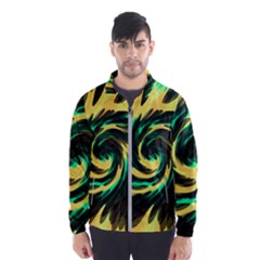 Swirl Black Yellow Green Windbreaker (men) by BrightVibesDesign