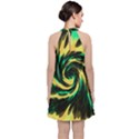 Swirl Black Yellow Green Velvet Halter Neckline Dress  View2