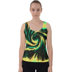 Swirl Black Yellow Green Velvet Tank Top