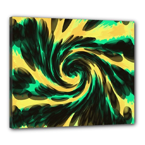 Swirl Black Yellow Green Canvas 24  X 20  by BrightVibesDesign