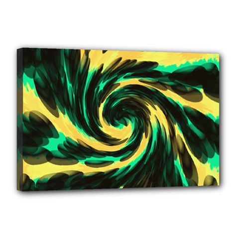 Swirl Black Yellow Green Canvas 18  X 12  by BrightVibesDesign