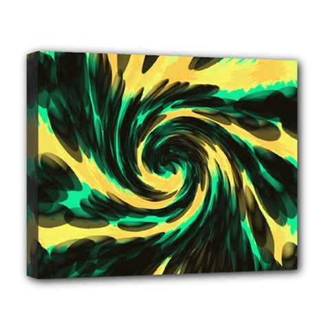 Swirl Black Yellow Green Deluxe Canvas 20  X 16   by BrightVibesDesign