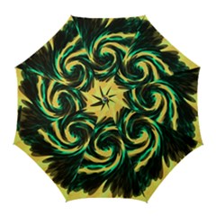 Swirl Black Yellow Green Golf Umbrellas by BrightVibesDesign