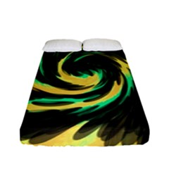 Swirl Black Yellow Green Fitted Sheet (full/ Double Size) by BrightVibesDesign