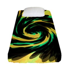 Swirl Black Yellow Green Fitted Sheet (single Size) by BrightVibesDesign