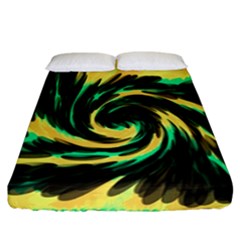 Swirl Black Yellow Green Fitted Sheet (california King Size) by BrightVibesDesign