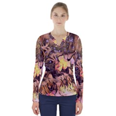 Spring Flowers V-neck Long Sleeve Top