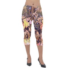 Spring Flowers Lightweight Velour Capri Leggings 