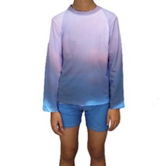 Blue Pink Clouds Kids  Long Sleeve Swimwear by LoolyElzayat