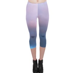 Blue Pink Clouds Capri Leggings  by LoolyElzayat