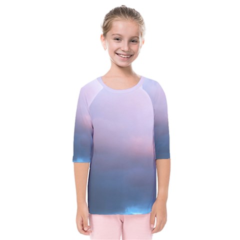 Blue Pink Clouds Kids  Quarter Sleeve Raglan Tee by LoolyElzayat