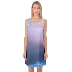 Blue Pink Clouds Sleeveless Satin Nightdress by LoolyElzayat