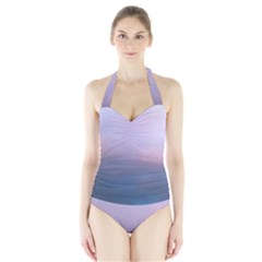 Blue Pink Clouds Halter Swimsuit by LoolyElzayat