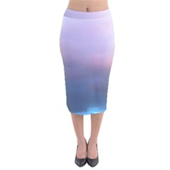 Blue Pink Clouds Velvet Midi Pencil Skirt by LoolyElzayat