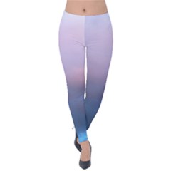 Blue Pink Clouds Velvet Leggings by LoolyElzayat