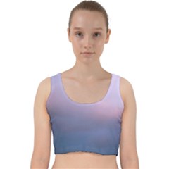 Blue Pink Clouds Velvet Racer Back Crop Top by LoolyElzayat