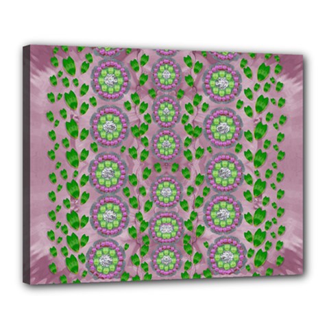 Ivy And  Holm Oak With Fantasy Meditative Orchid Flowers Canvas 20  X 16  by pepitasart