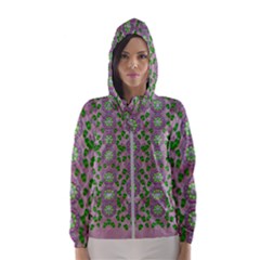 Ivy And  Holm Oak With Fantasy Meditative Orchid Flowers Hooded Windbreaker (women) by pepitasart