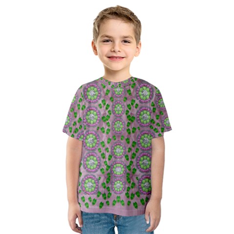 Ivy And  Holm Oak With Fantasy Meditative Orchid Flowers Kids  Sport Mesh Tee by pepitasart