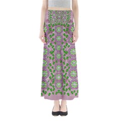 Ivy And  Holm Oak With Fantasy Meditative Orchid Flowers Full Length Maxi Skirt by pepitasart