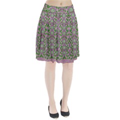 Ivy And  Holm Oak With Fantasy Meditative Orchid Flowers Pleated Skirt by pepitasart