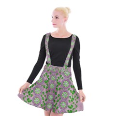 Ivy And  Holm Oak With Fantasy Meditative Orchid Flowers Suspender Skater Skirt by pepitasart