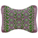 Ivy And  Holm Oak With Fantasy Meditative Orchid Flowers Velour Seat Head Rest Cushion View1