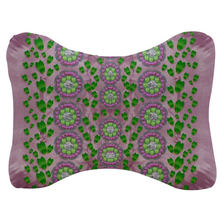 Ivy And  Holm Oak With Fantasy Meditative Orchid Flowers Velour Seat Head Rest Cushion