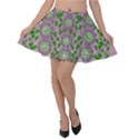 Ivy And  Holm Oak With Fantasy Meditative Orchid Flowers Velvet Skater Skirt View1