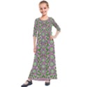 Ivy And  Holm Oak With Fantasy Meditative Orchid Flowers Kids  Quarter Sleeve Maxi Dress View1