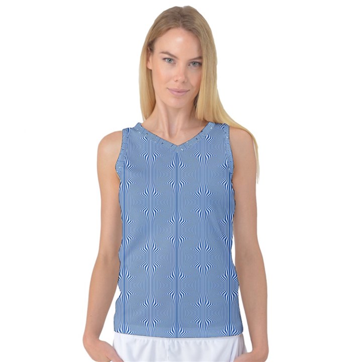 Mod Twist Stripes Blue And White Women s Basketball Tank Top