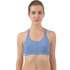 Mod Twist Stripes Blue And White Back Web Sports Bra by BrightVibesDesign