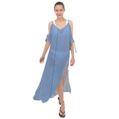 Mod Twist Stripes Blue And White Maxi Chiffon Cover Up Dress