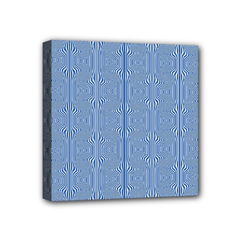 Mod Twist Stripes Blue And White Mini Canvas 4  X 4  by BrightVibesDesign