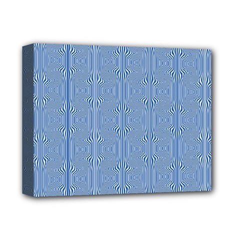 Mod Twist Stripes Blue And White Deluxe Canvas 14  X 11  by BrightVibesDesign